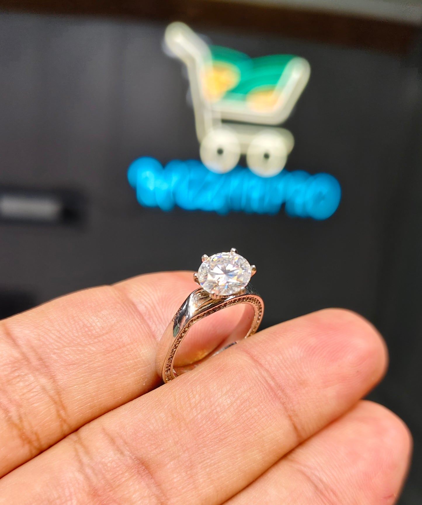Rhodium2 Crt Moissanite Ring