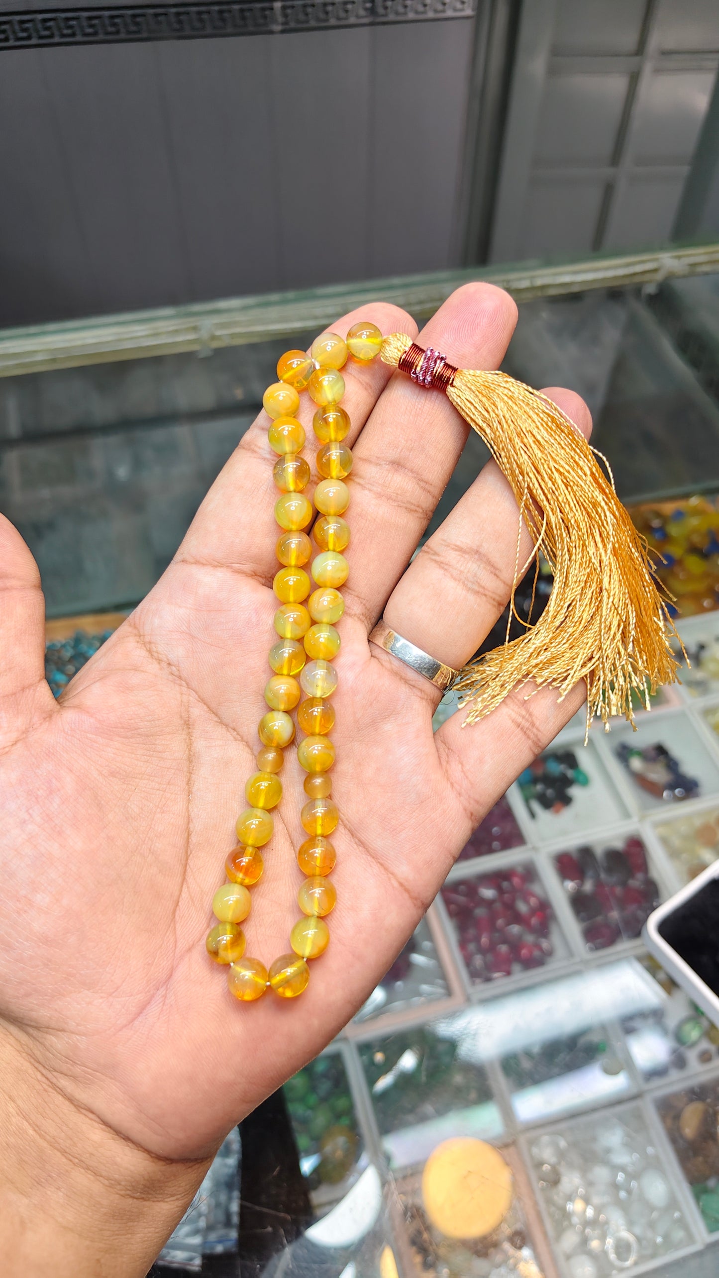 Zarad Aqeeq Tasbeeh (Original Stone)