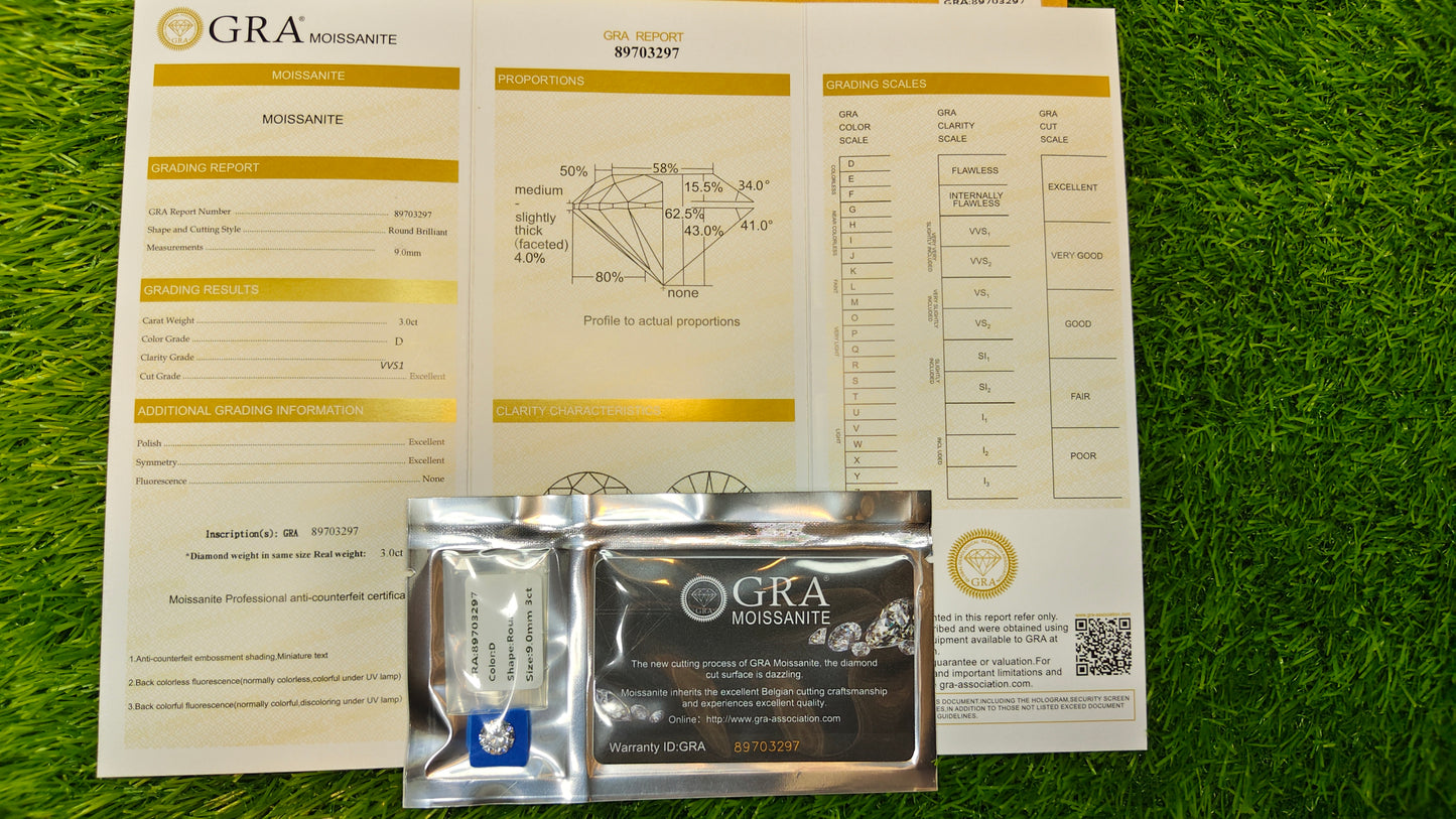 White Moissanite With Gra Lab Certificate