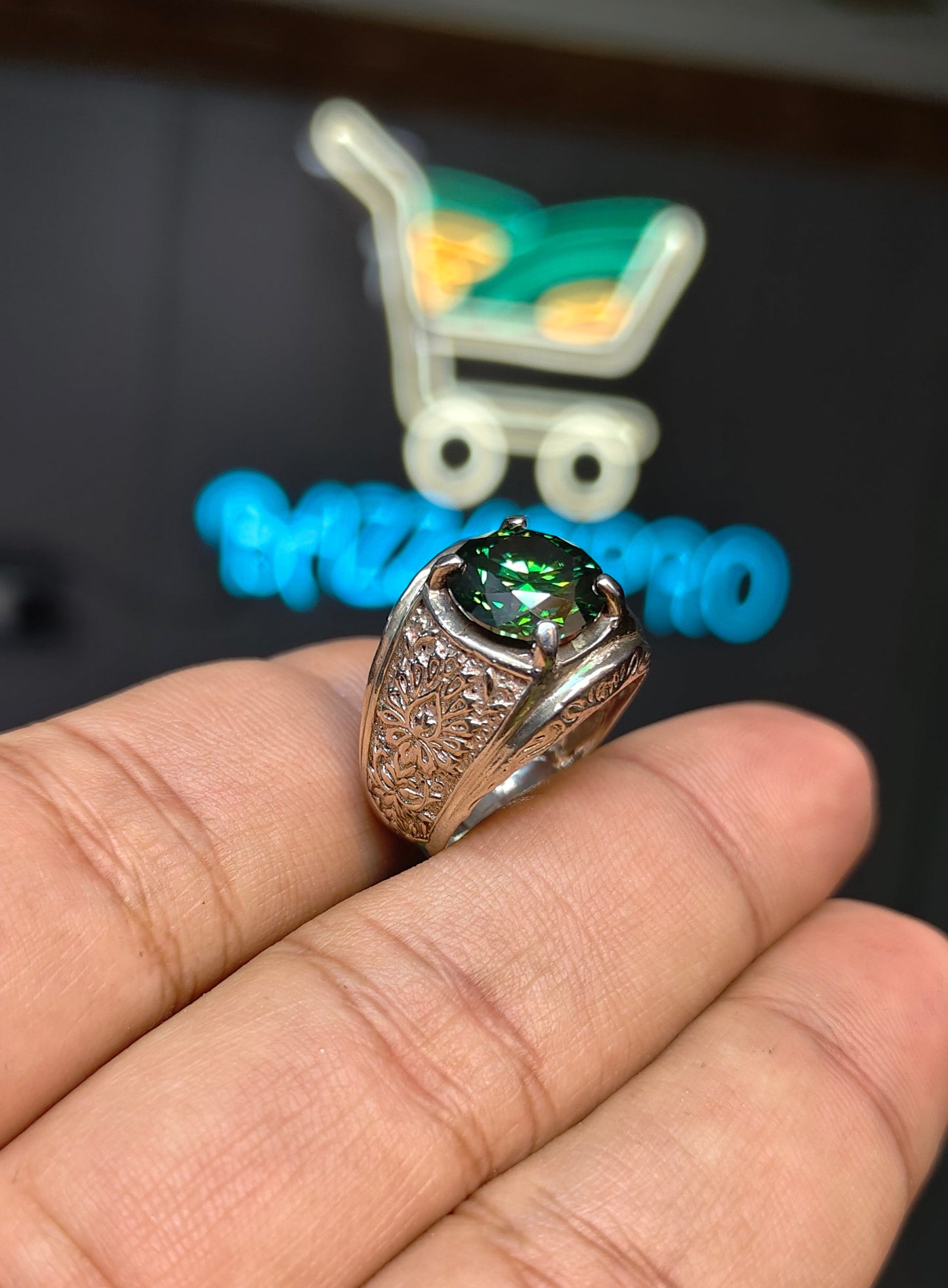 Premium Quality Green Moissanite Ring