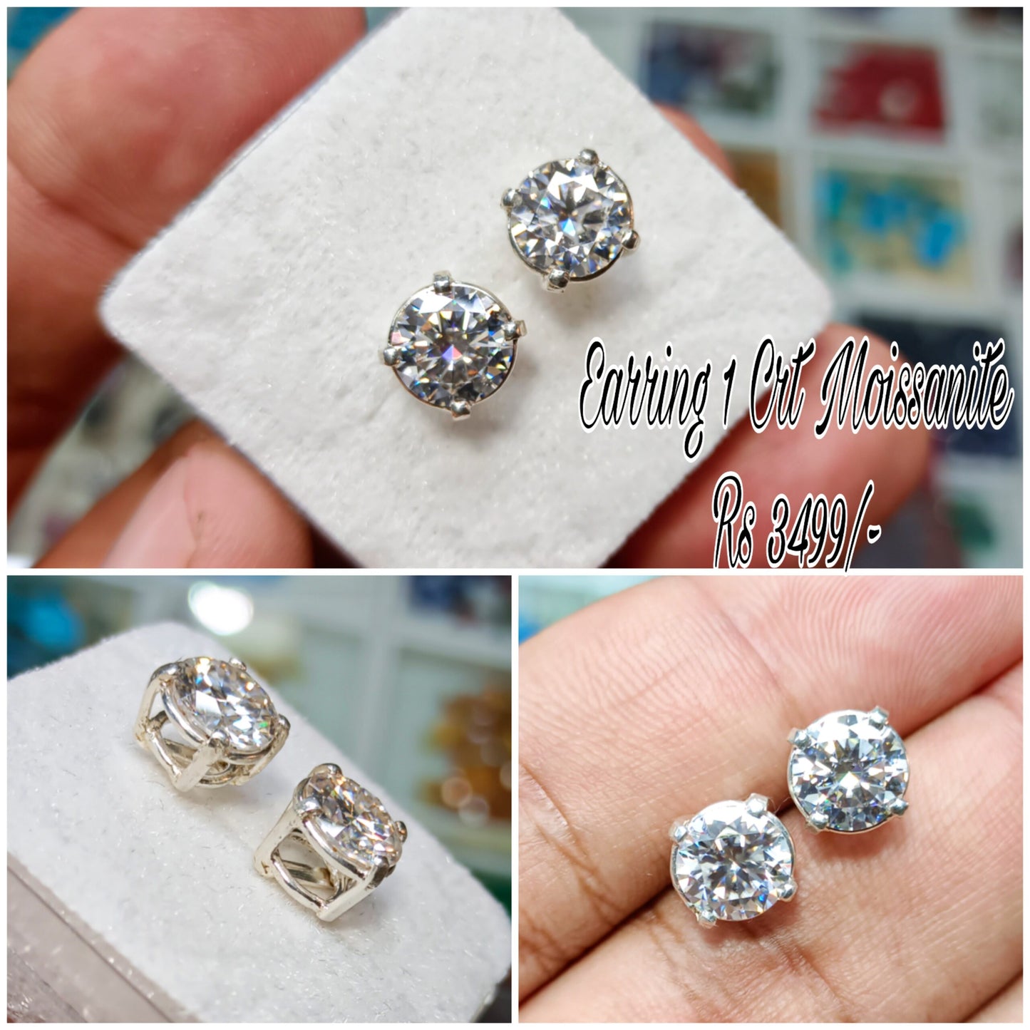 1 CRT Moissanite Earings