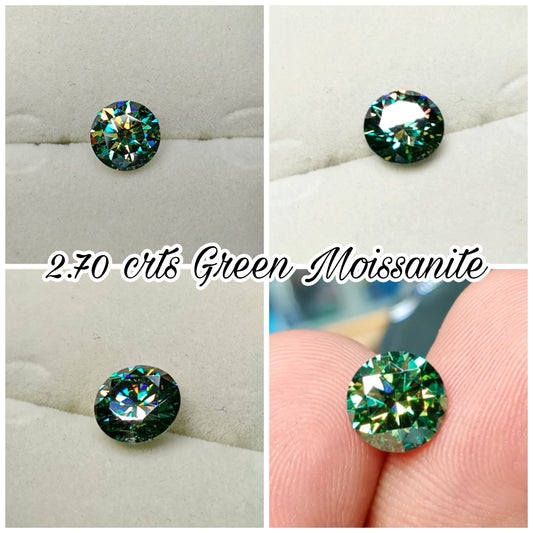 Green Moissanite Diamond 2.70 CRT
