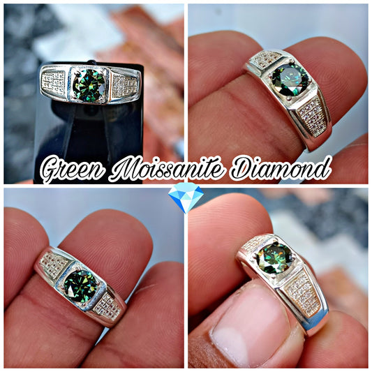 Green Moissanite Diamond Ring