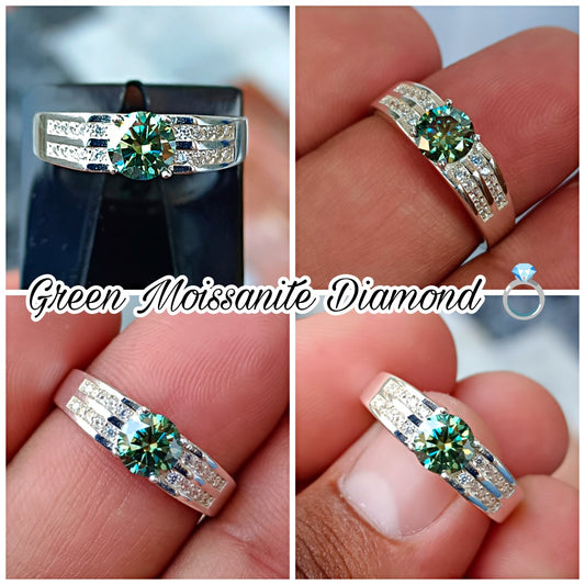 Green Moissanite diamond ring