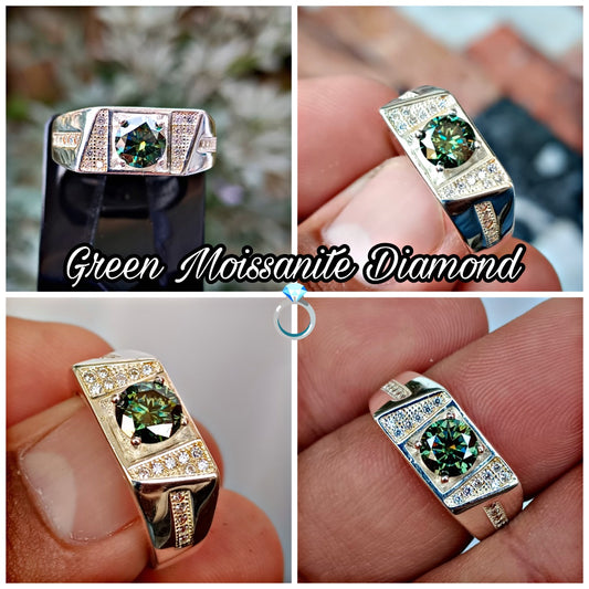 Green Color Moissanite diamnond ring