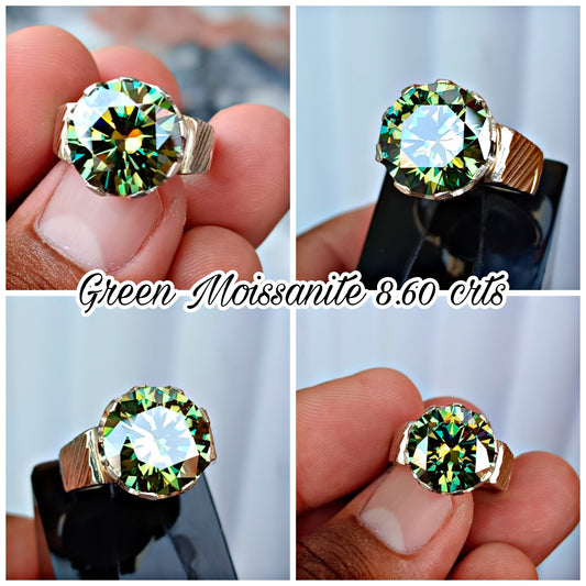 Green Moissanite 8.60 CRT Ring