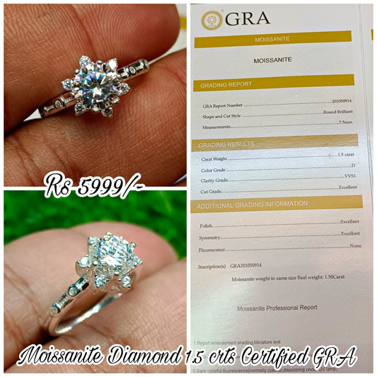Moissanite Diamond 1.5 CRT With lab certificate GRA
