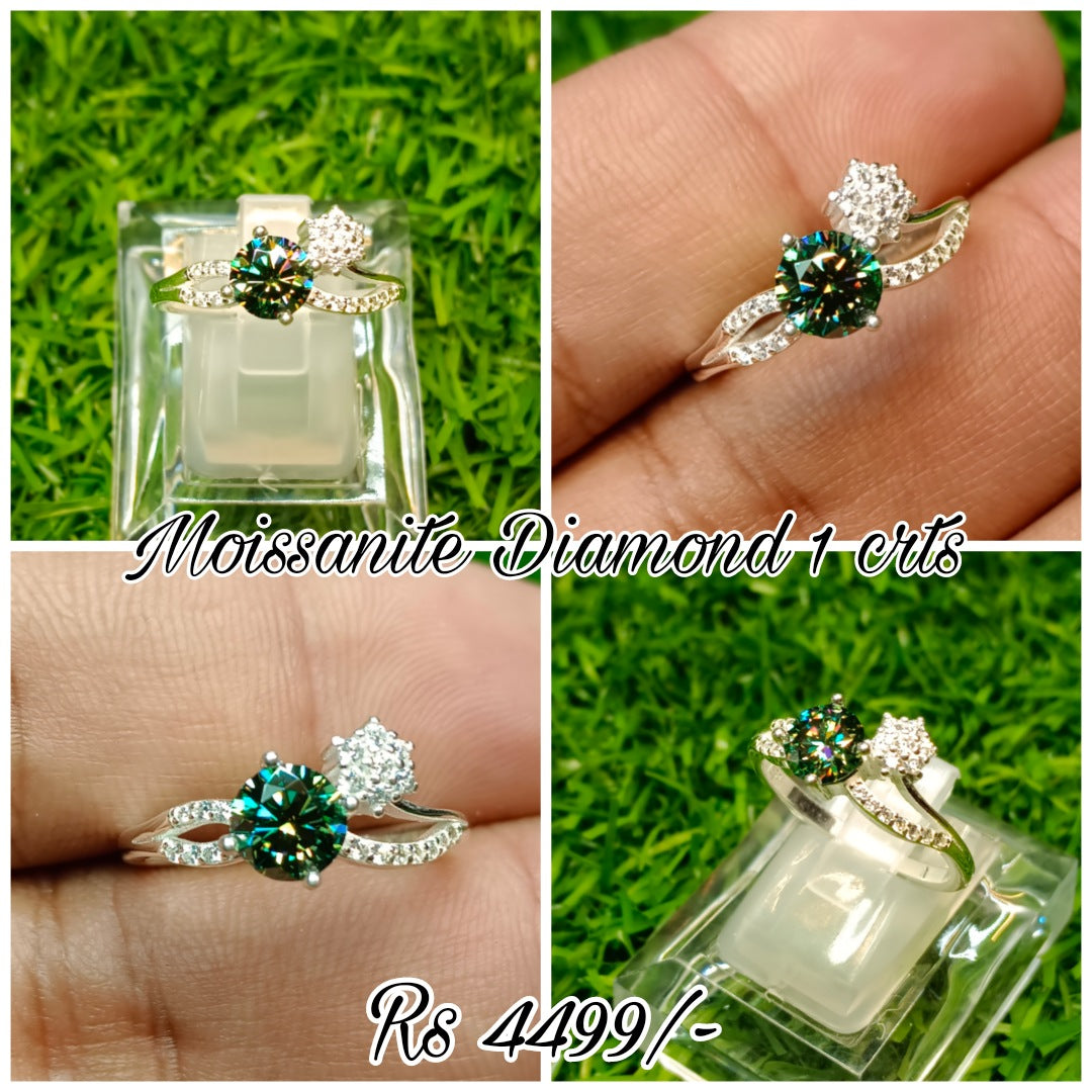 Green Moissanite Diamond Ring