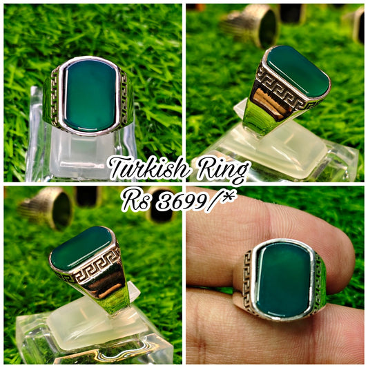 Turkish Ring - Green Aqeeq