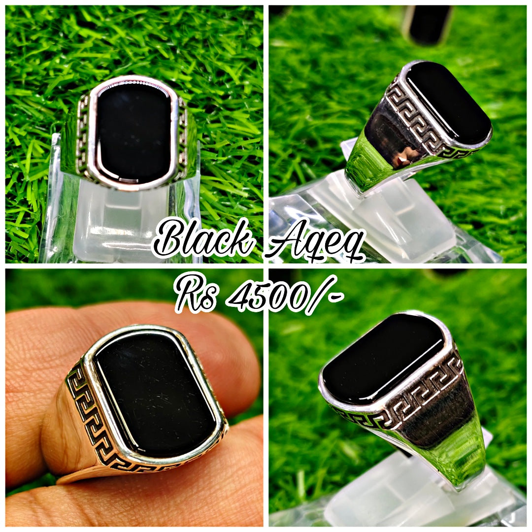 Turkish Ring - Black Aqeeq