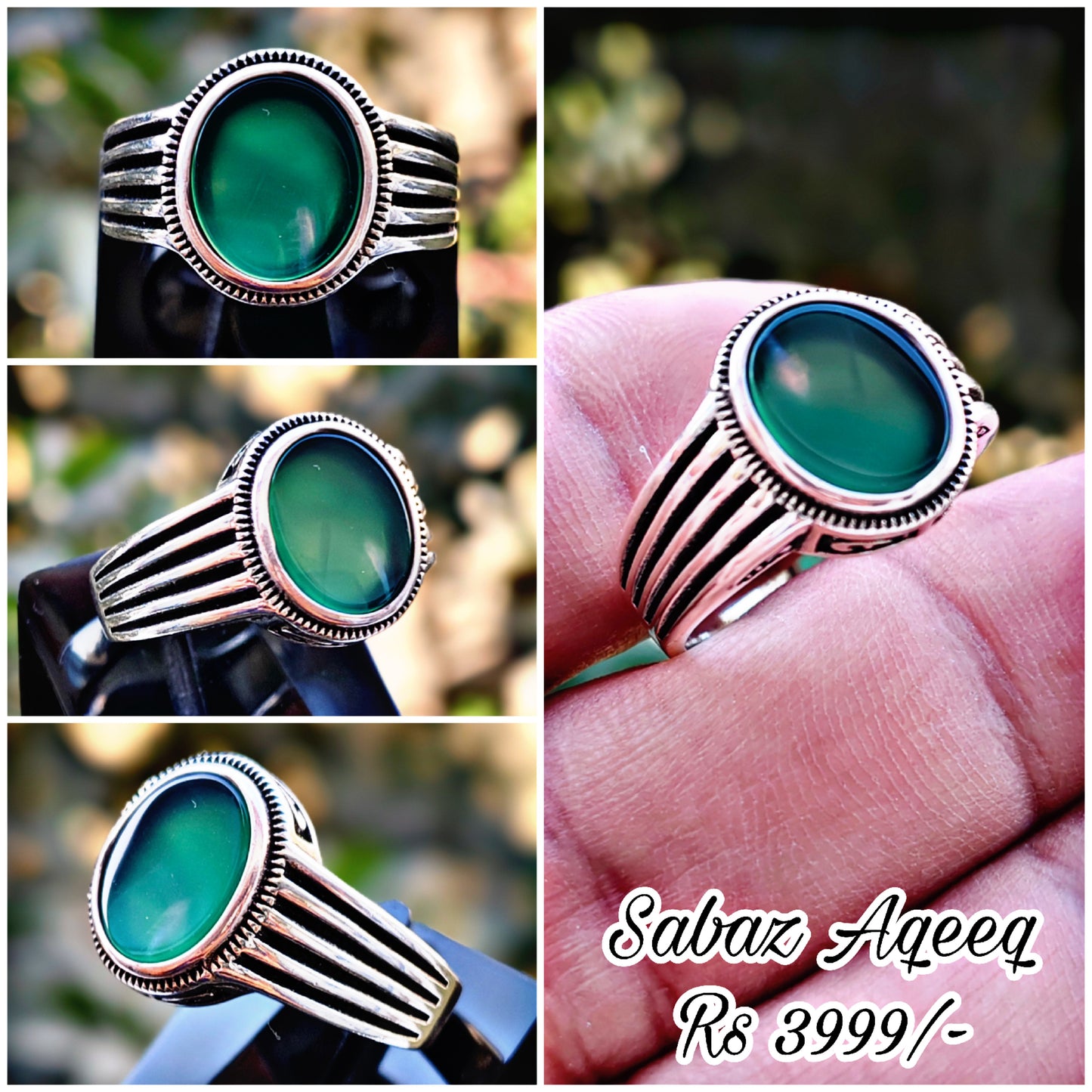 Green Aqeeq Turkish Ring