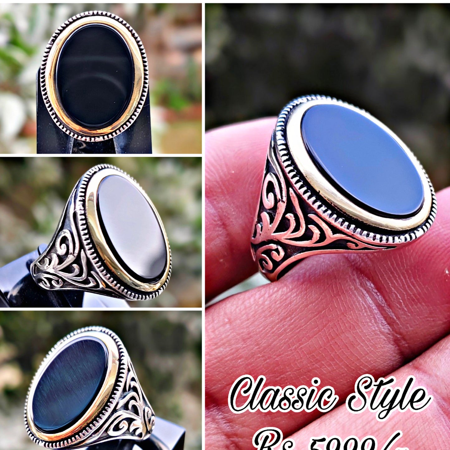 Black Aqeeq Turkish Ring