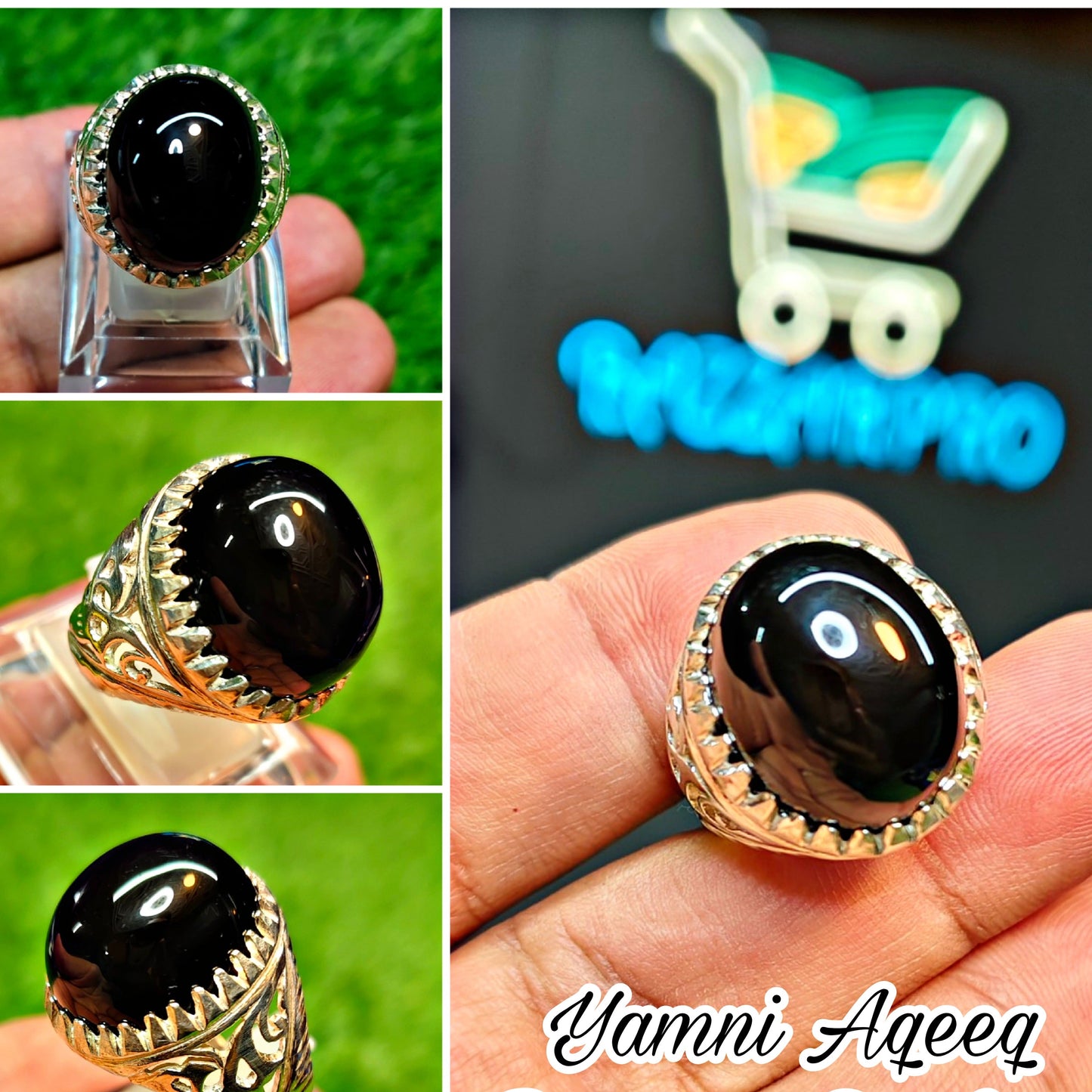 Black Yamni Aqeeq Ring