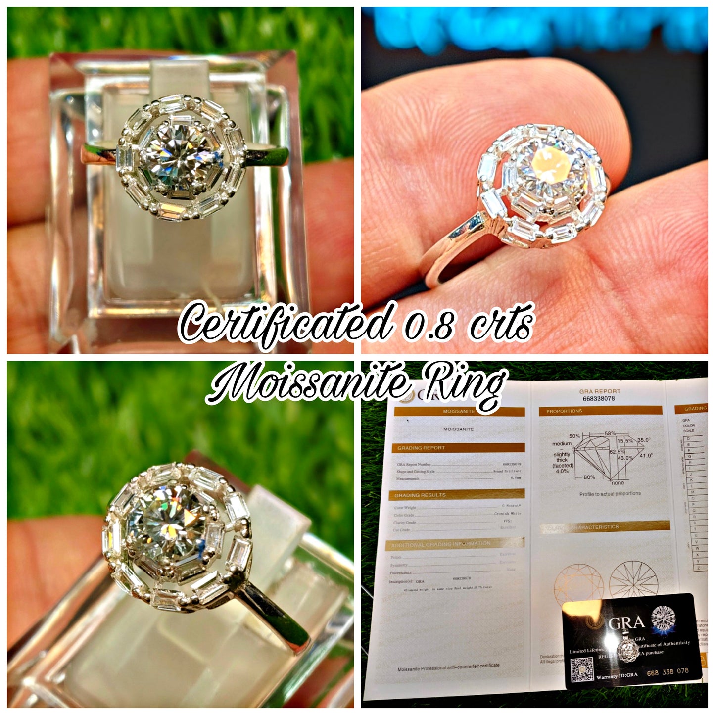 Certificate 0.8 Crt Moissanite Ring