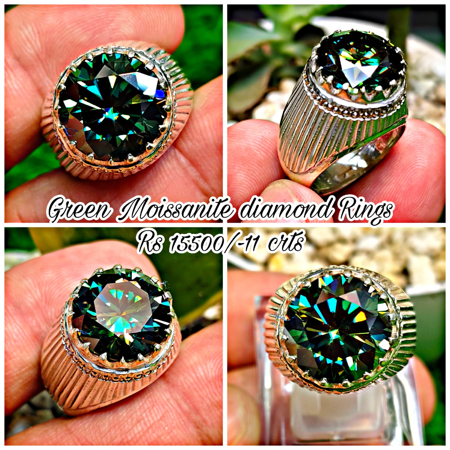 Green Moissanite Diamond Ring