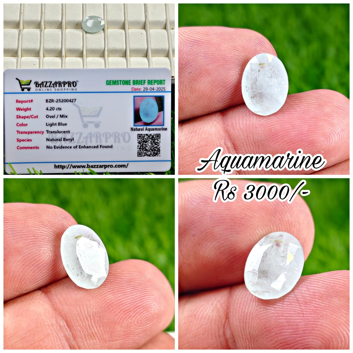 Aquamarine With Lab certificate