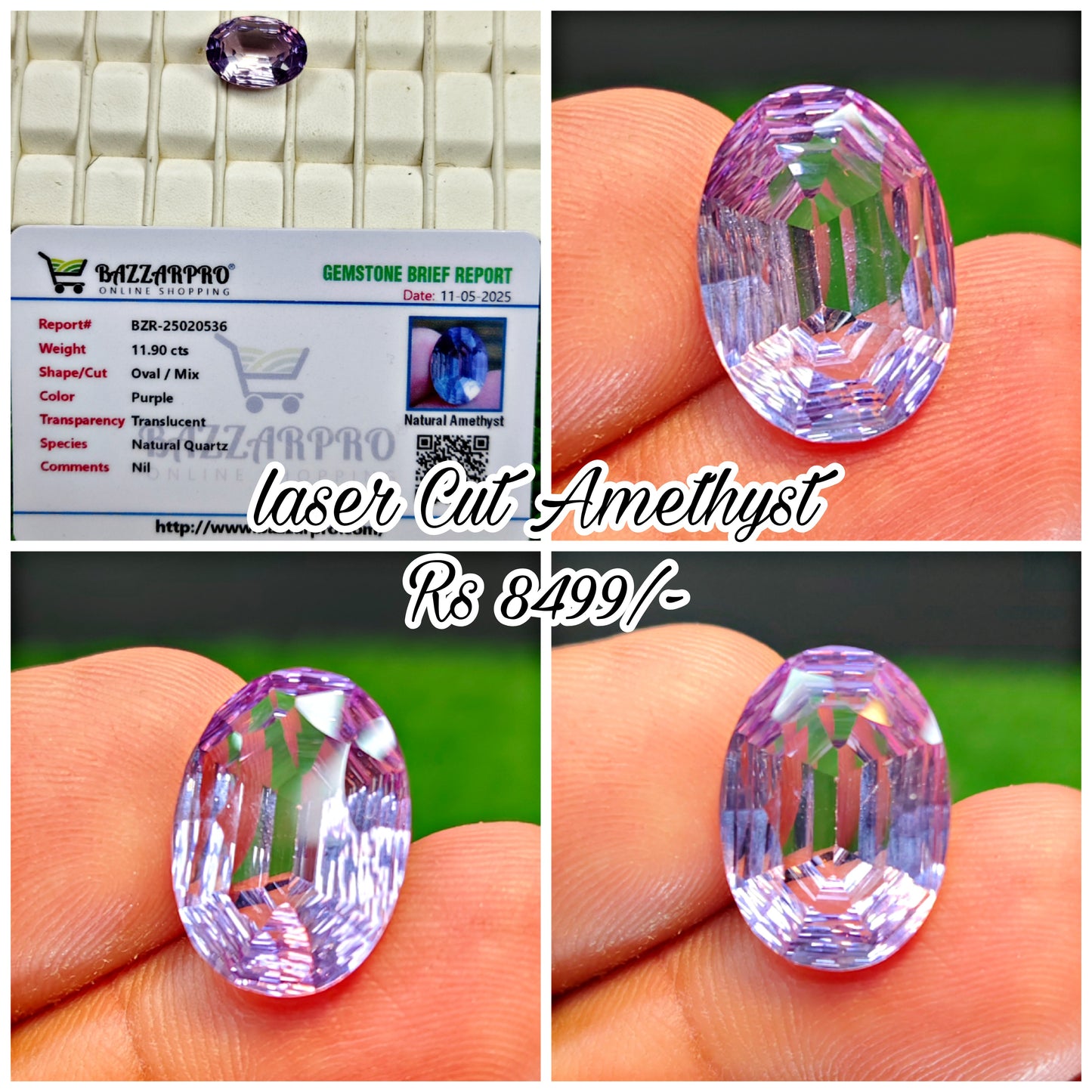 Laser Cutting Amethyst With Lab certificate