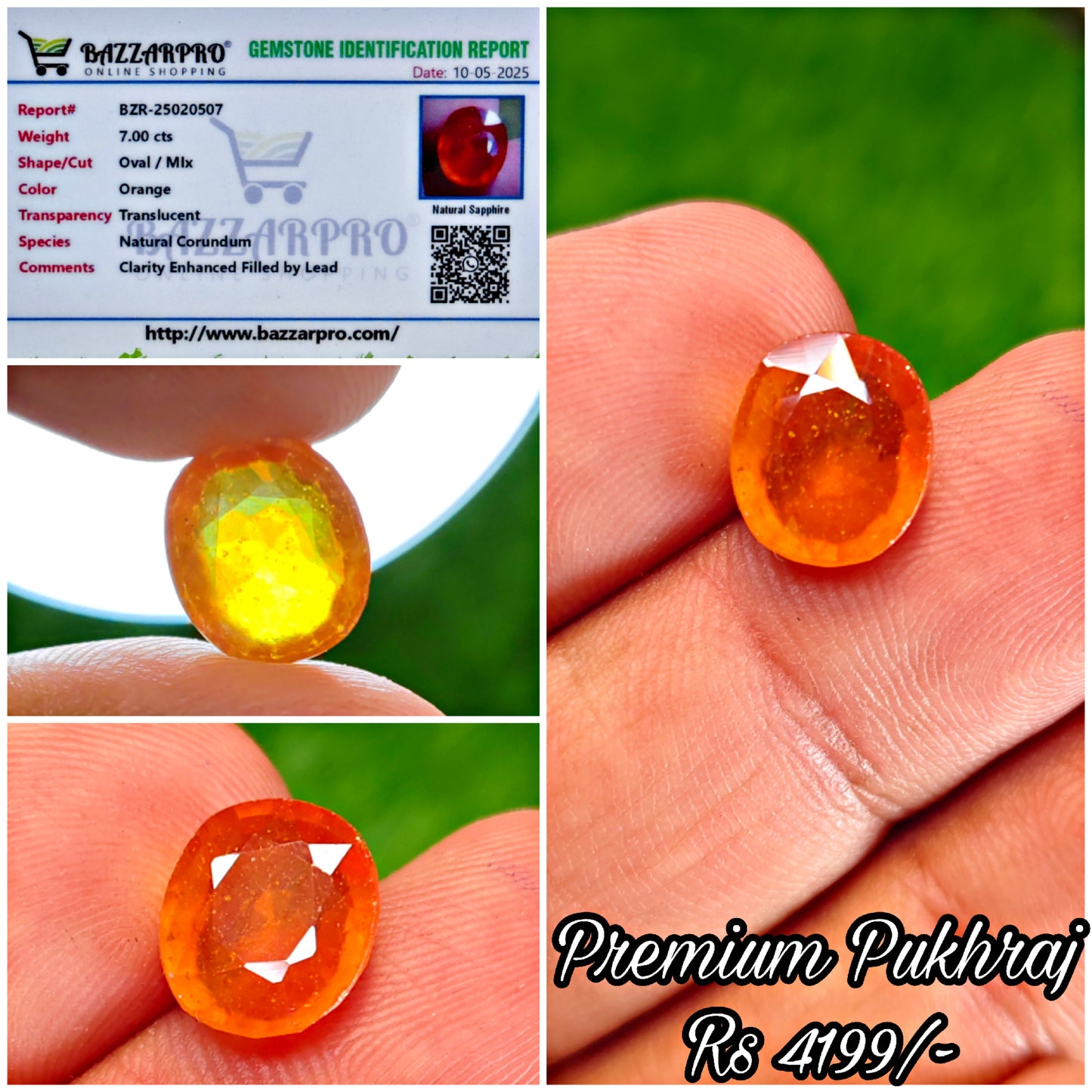 Premium Quality Pukhraj With Lab certificate