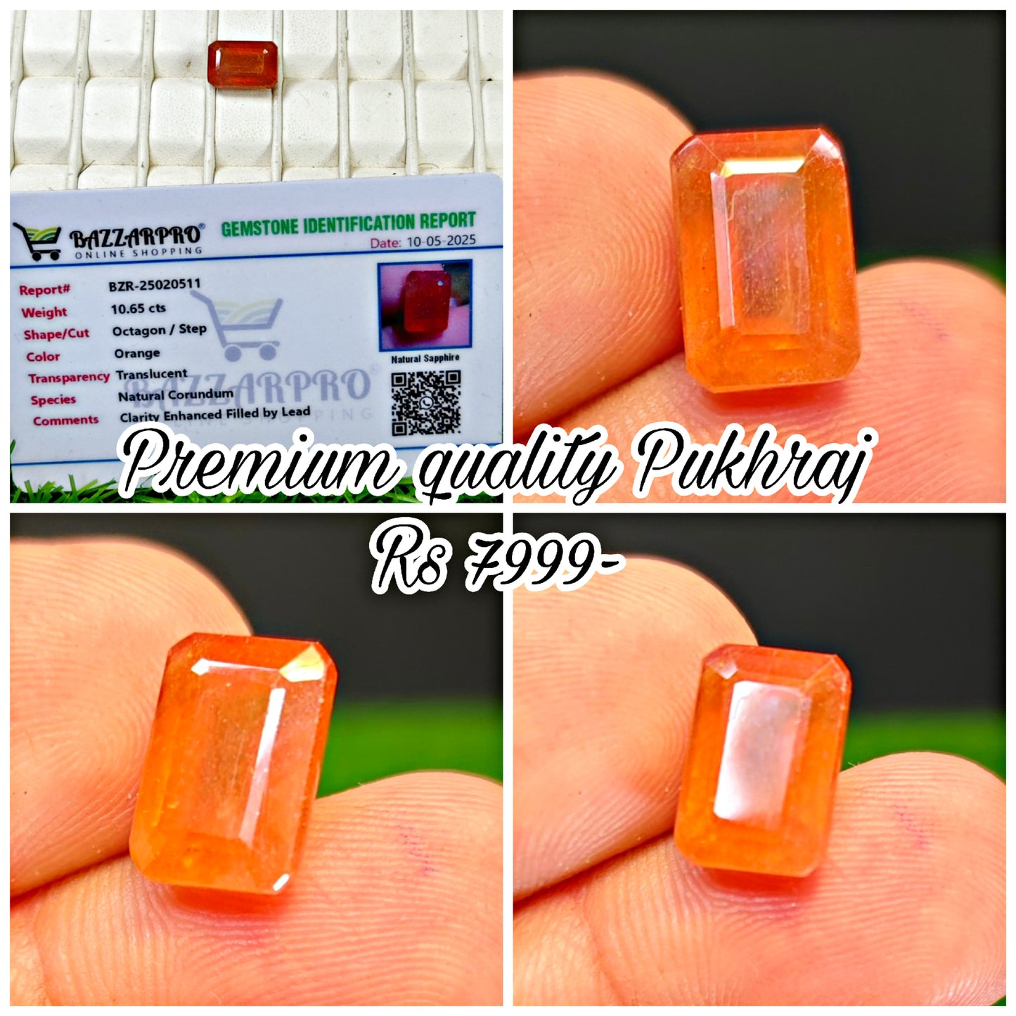 Premium Quality Pukhraj With Lab certificate