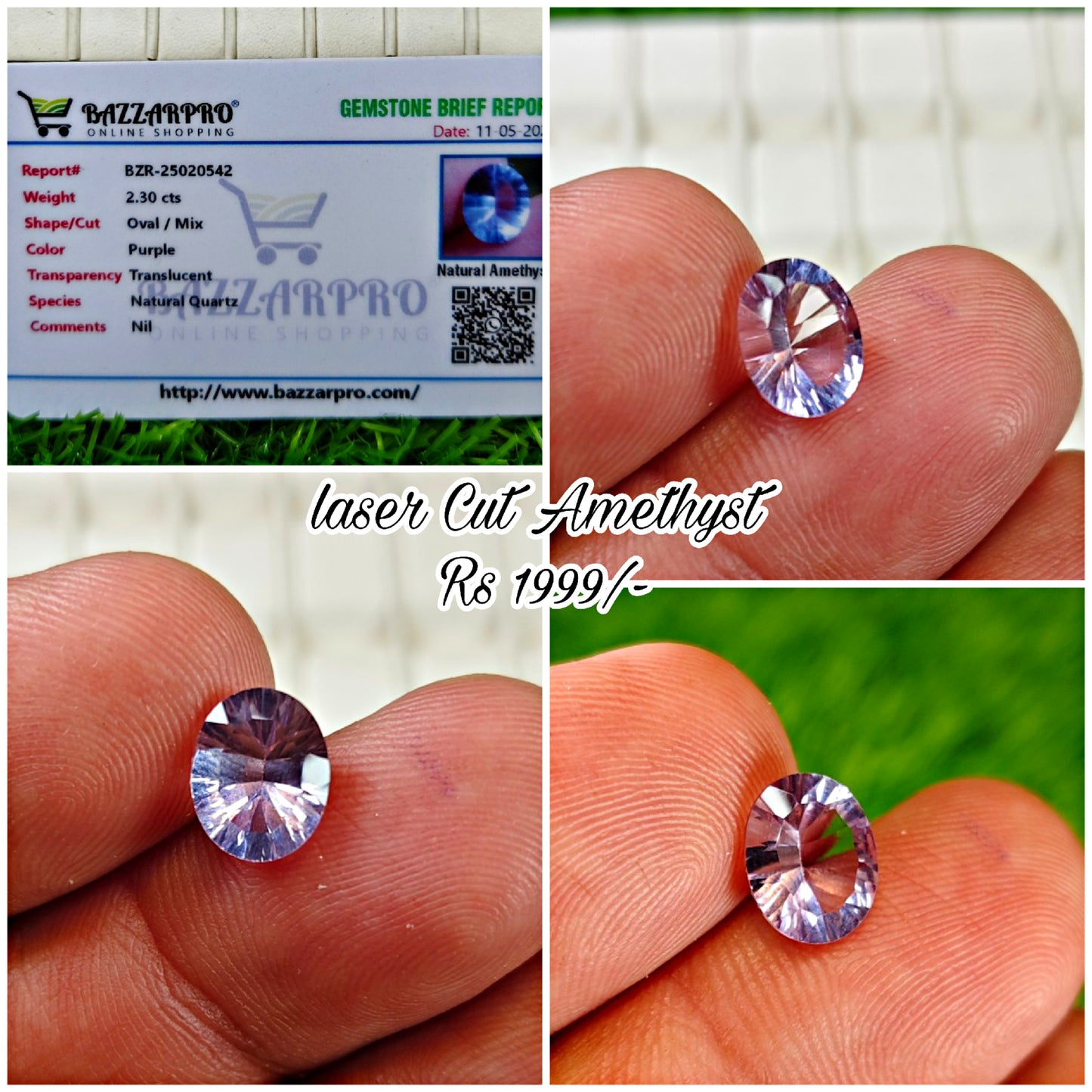 Laser Cutting Amethyst With Lab certificate