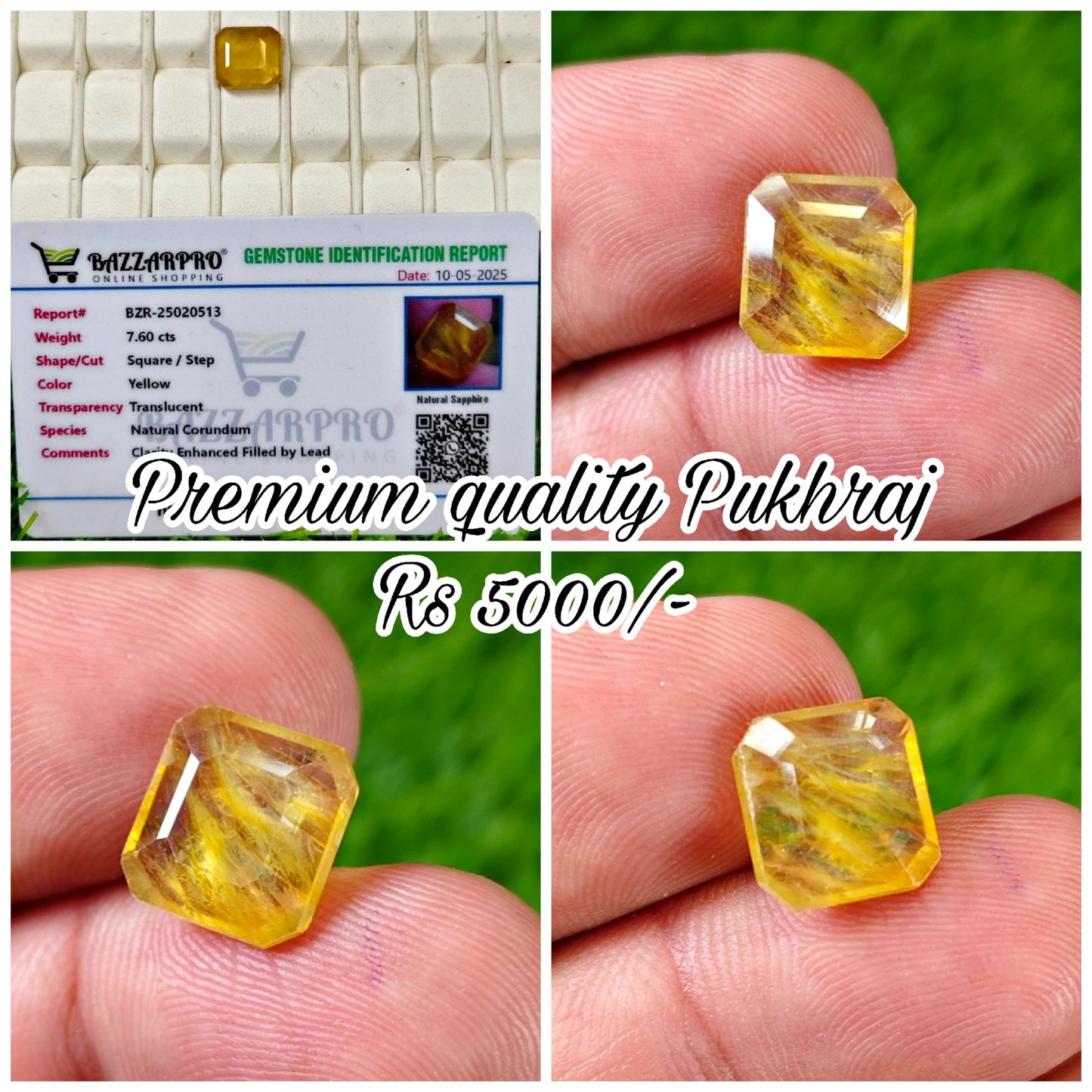 Premium Quality Pukhraj With Lab certificate