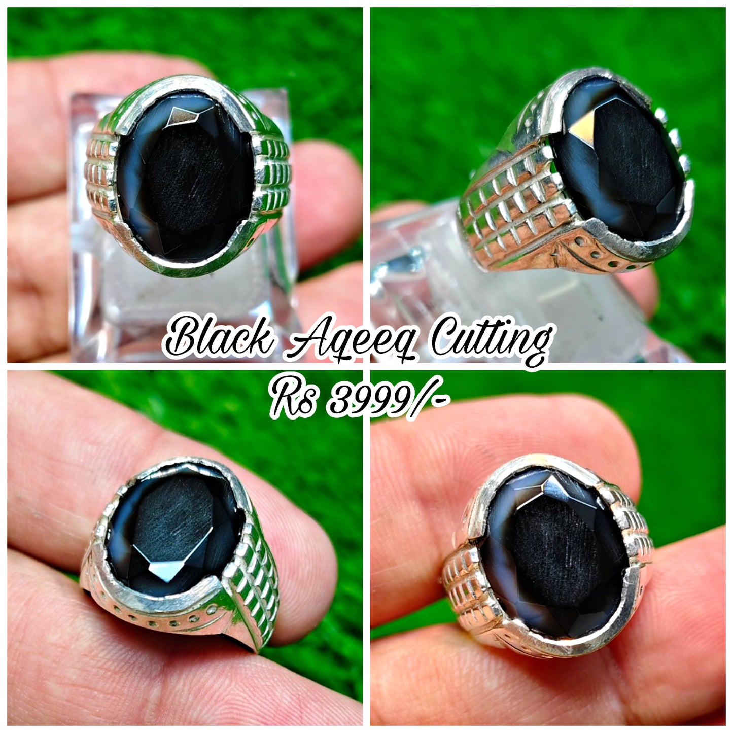 Black Aqeeq Cutting Ring