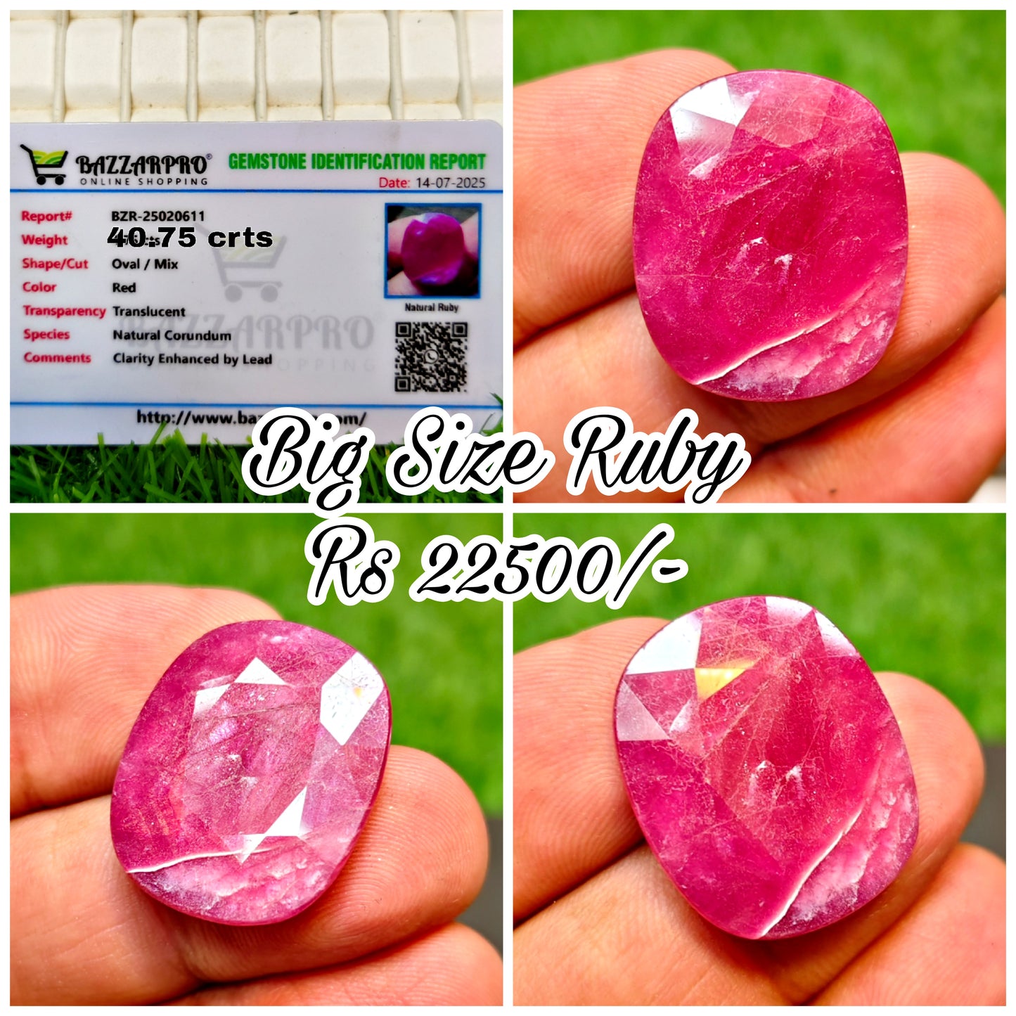 Ruby Stone With Lab Certificte
