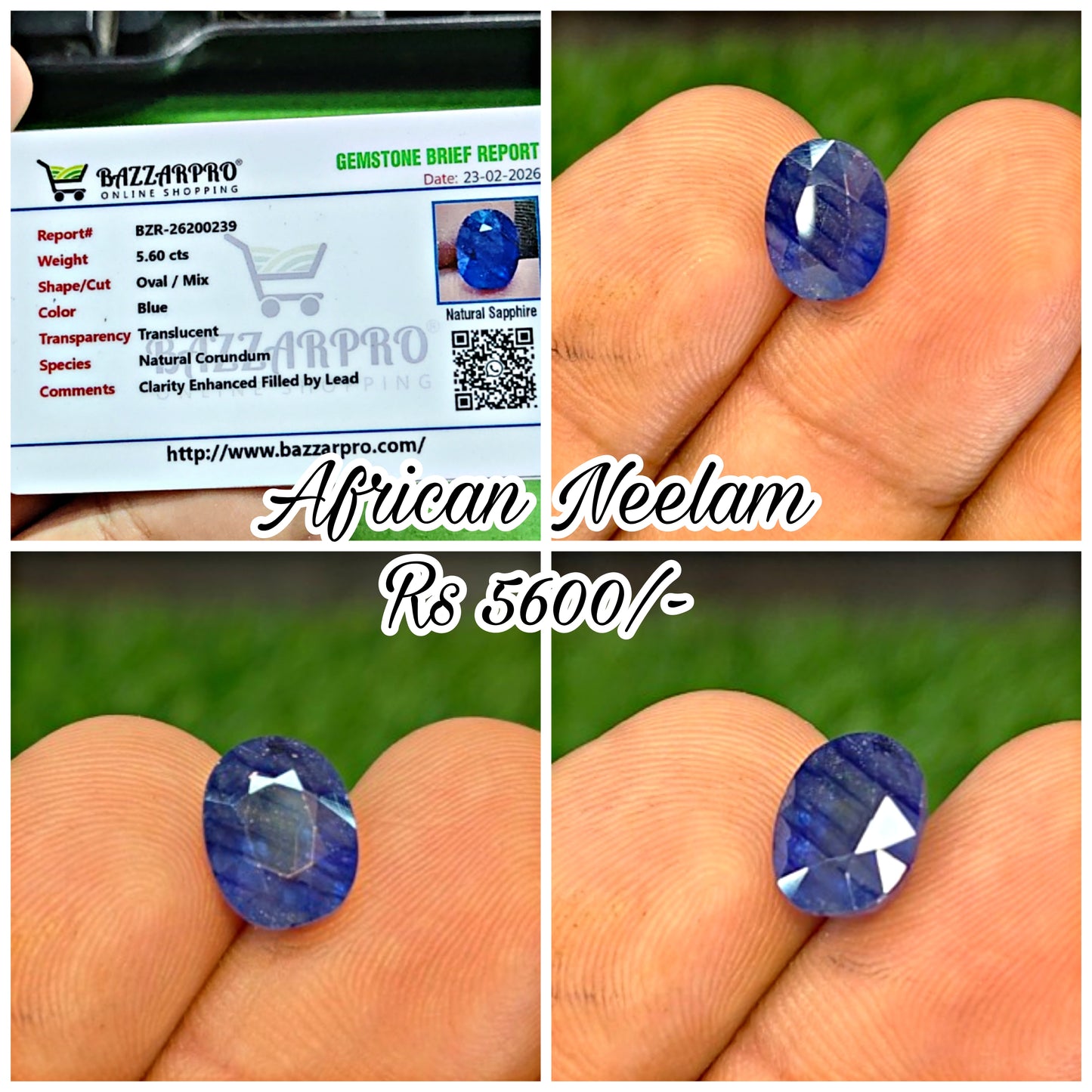 Premium Quality African Neelam With Lab Certificte