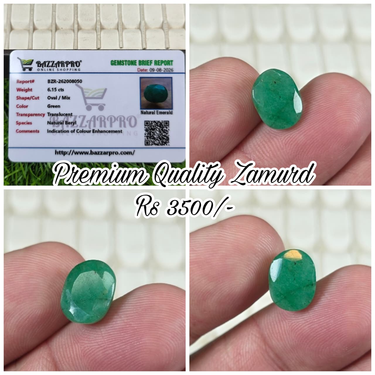 Premium Quality Zamurd Stone With Lab Certificate