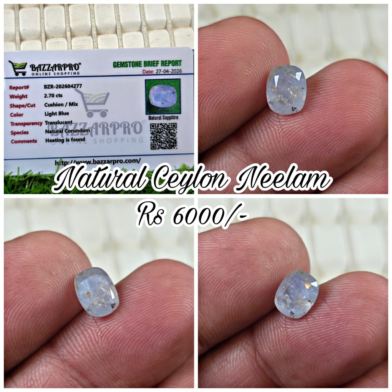 Premium Quality Ceylon Neelam With Lab Certificate