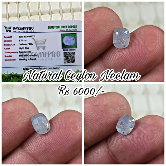 Premium Quality Ceylon Neelam With Lab Certificate