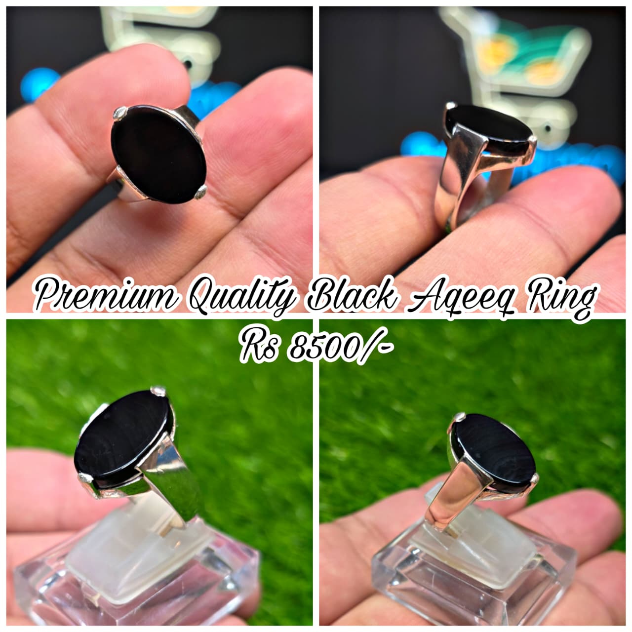 Premium Quality Black Aqeeq Ring