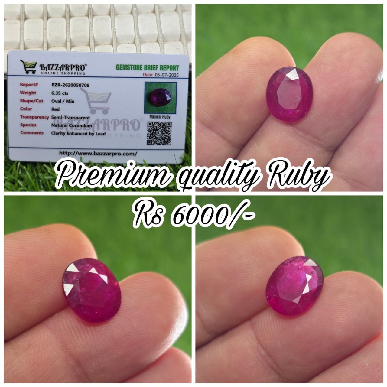 Natural Ruby Stone With Lab Certificate