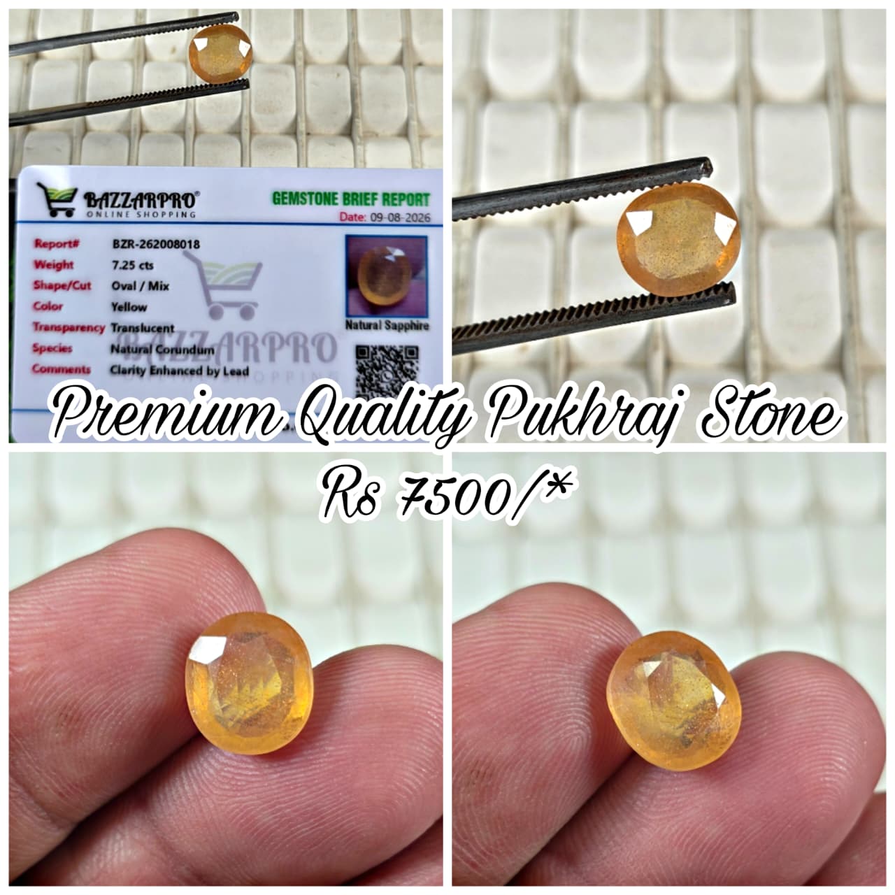 Premium Quality Pukhraj Stone With Lab Certificate