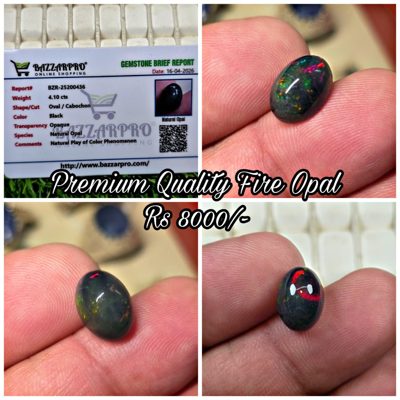 Natural Full Fire Opal Stone With Lab Certificate
