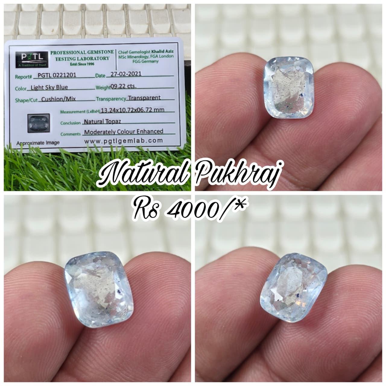 Natural Pukhraj Stone With Lab Certificate