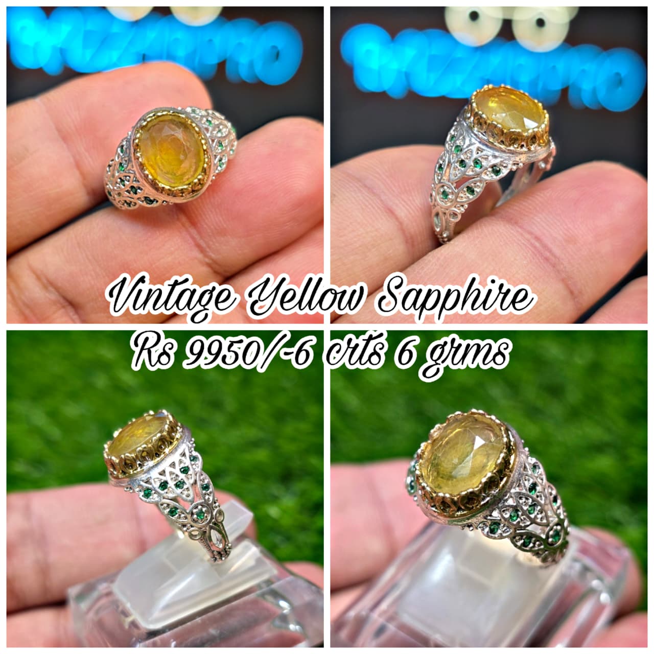 Premium Quality Vintage Style Yellow Sapphire Ring
