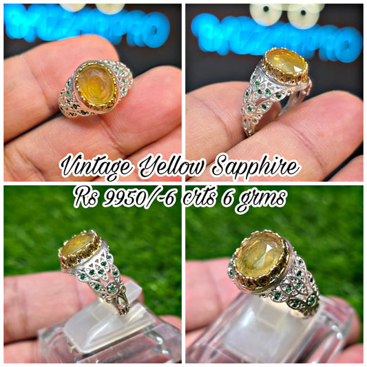 Premium Quality Vintage Style Yellow Sapphire Ring