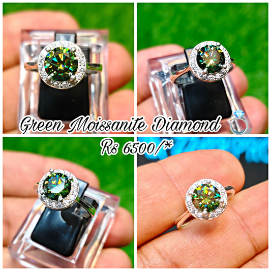 Green Moissanite Diamond Ring