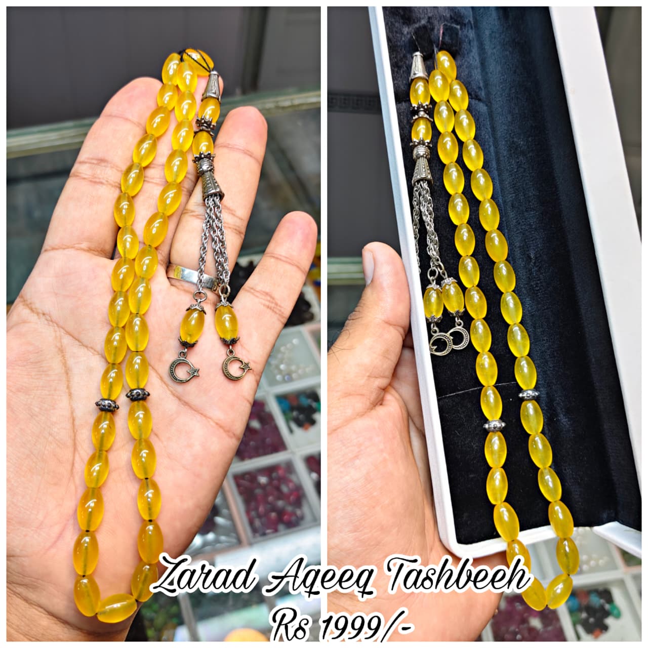 Zarad Aqeeq Tasbeeh (Original Stone)