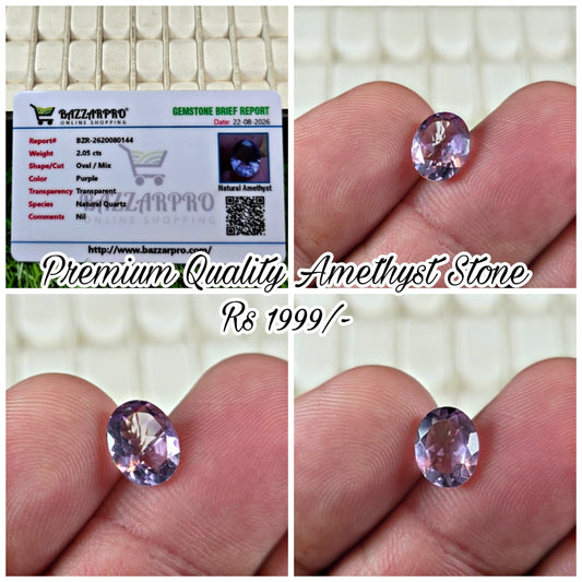 Natural Amethyst Stone With Lab Certificate