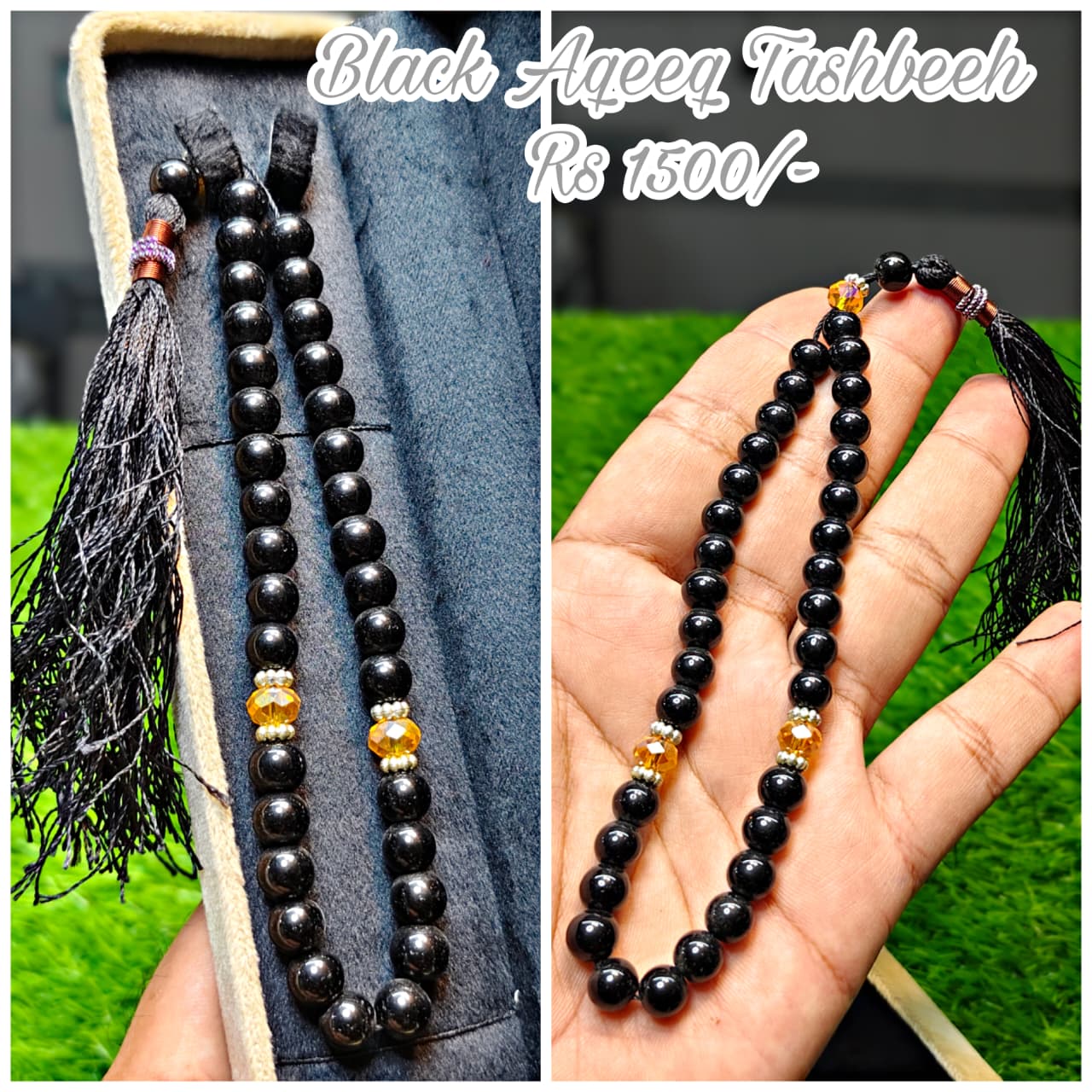 Black Aqeeq Tasbeeh (Original Stone)