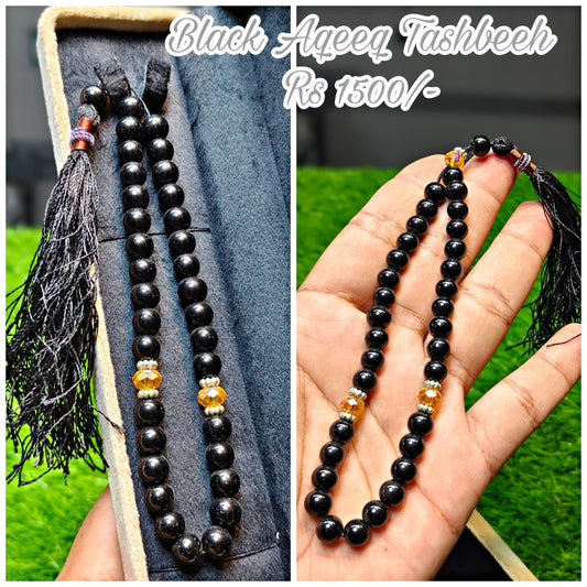 Black Aqeeq Tasbeeh (Original Stone)