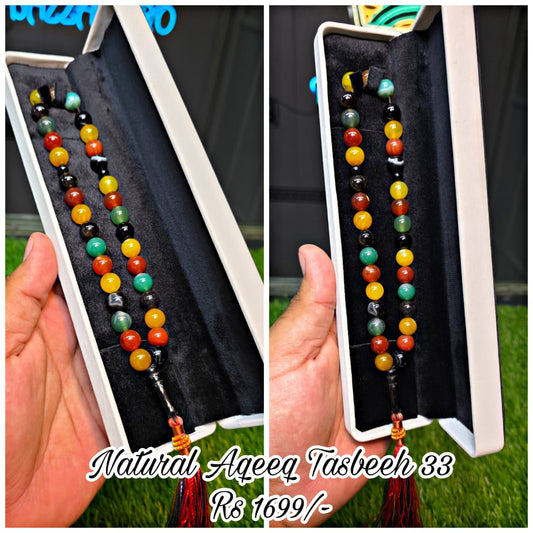 Natural Aqeeq Tasbeeh 33 Beads