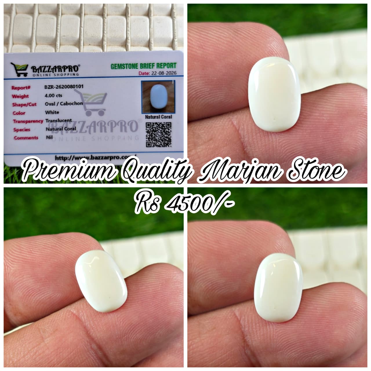 Natural Marjan Stone With Lab Certificate