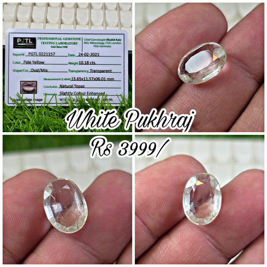 White Pukhraj With Lab Certificate