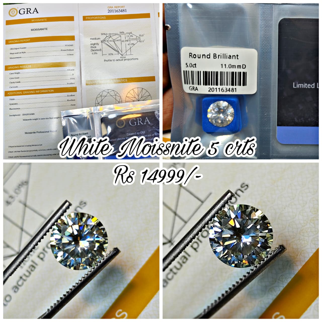White Moissanite With Gra Lab Certificate