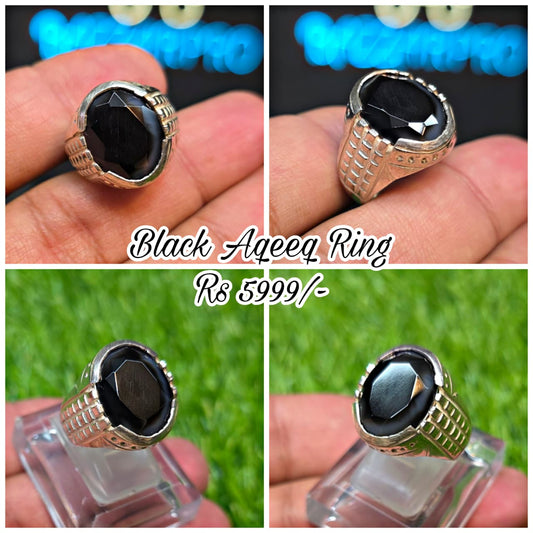 Premium Quality Black Aqeeq Ring
