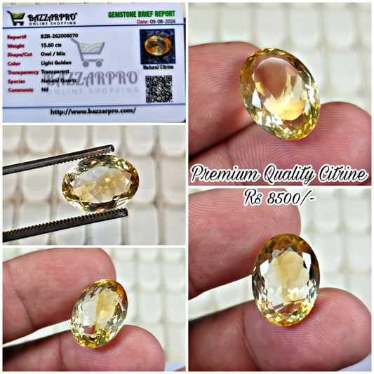 Premium Quality Citrine Stone With Lab Certificate
