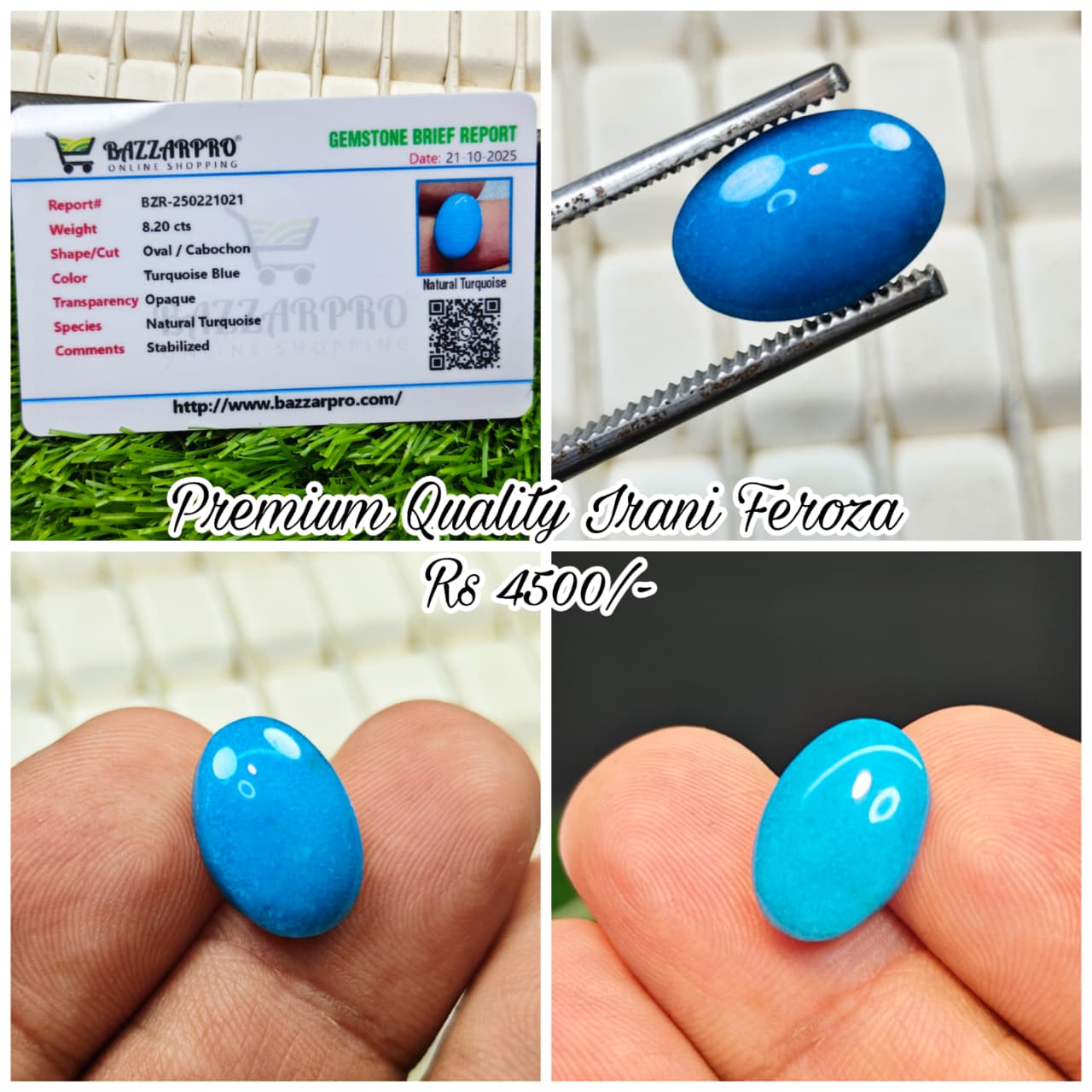 Premium Quality Irani Feroza With Lab Certificate